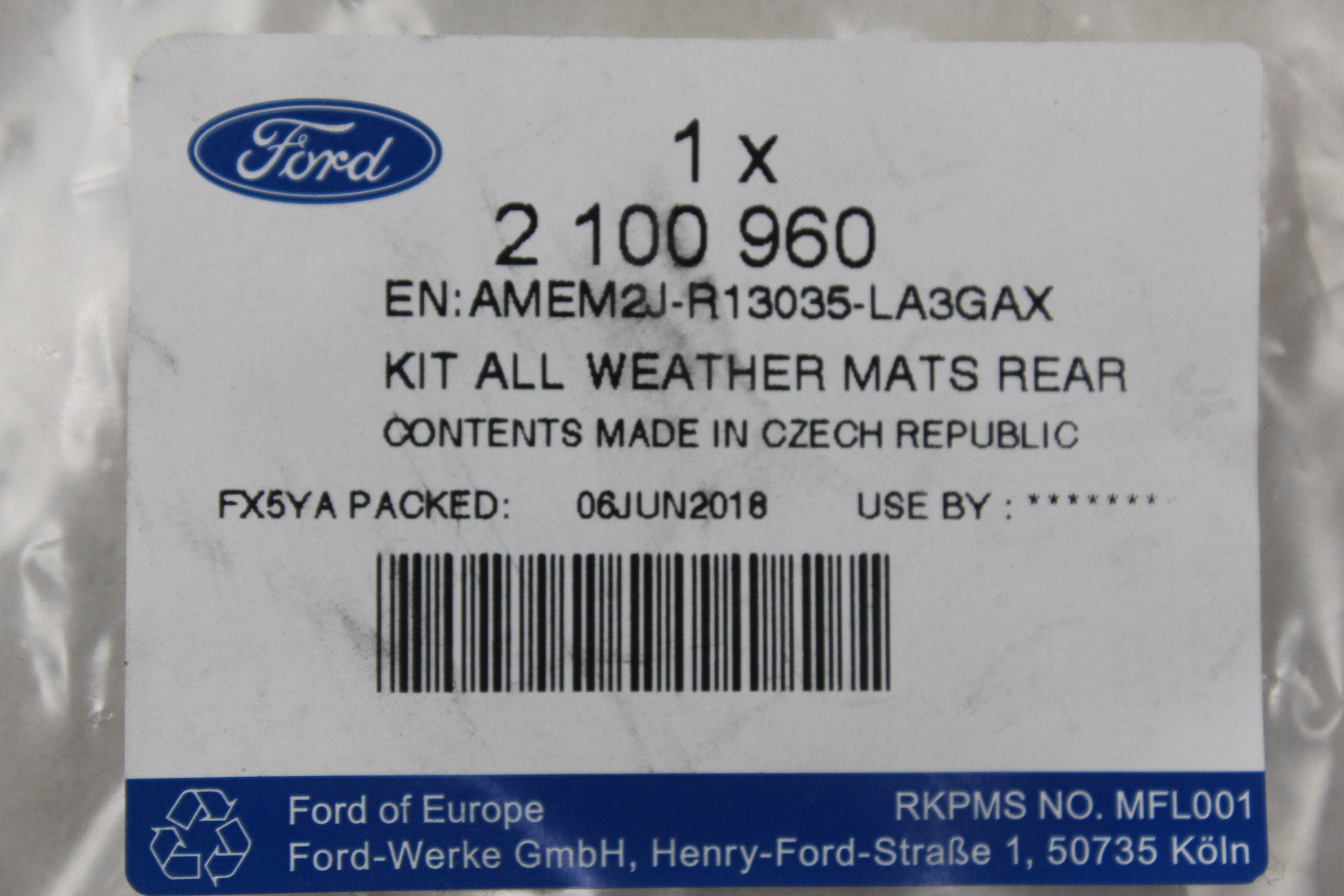 Ford 3. Fußmatte S-Max - Sitzreihe Gummi KFZ-Teileprofi | Galaxy hinten